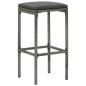 Preview: Barhocker mit Kissen 2 Stk. Grau Poly Rattan