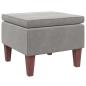 Preview: Hocker mit Holzbeinen Hellgrau Samt