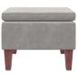 Preview: Hocker mit Holzbeinen Hellgrau Samt