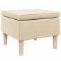 Preview: Hocker mit Holzbeinen Creme Stoff