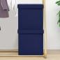 Preview: ARDEBO.de - Hocker mit Stauraum 2 Stk. Blau Leinenoptik