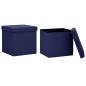 Preview: Hocker mit Stauraum 2 Stk. Blau Leinenoptik