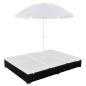 Preview: ARDEBO.de - Outdoor-Loungebett mit Sonnenschirm Poly Rattan Schwarz