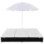 Preview: Outdoor-Loungebett mit Sonnenschirm Poly Rattan Schwarz