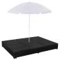 Preview: Outdoor-Loungebett mit Sonnenschirm Poly Rattan Schwarz