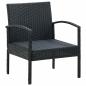 Preview: Gartenstuhl mit Kissen Poly Rattan Schwarz