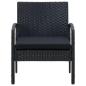 Preview: Gartenstuhl mit Kissen Poly Rattan Schwarz