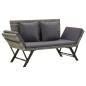 Preview: ARDEBO.de - Gartenbank mit Auflagen 176 cm Grau Poly Rattan