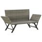 Preview: Gartenbank mit Auflagen 176 cm Grau Poly Rattan