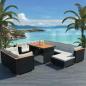 Preview: ARDEBO.de - 10-tlg. Garten-Lounge-Set mit Auflagen Poly Rattan Schwarz