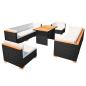 Preview: 10-tlg. Garten-Lounge-Set mit Auflagen Poly Rattan Schwarz