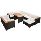 Preview: 10-tlg. Garten-Lounge-Set mit Auflagen Poly Rattan Schwarz