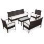 Preview: ARDEBO.de - 5-tlg. Garten-Lounge-Set mit Auflagen Poly Rattan Braun