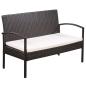 Preview: 5-tlg. Garten-Lounge-Set mit Auflagen Poly Rattan Braun