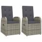 Preview: Garten-Liegestühle 2 Stk. mit Auflagen Poly Rattan Grau