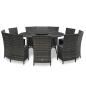 Preview: ARDEBO.de - 7-tlg. Garten-Essgruppe mit Auflagen Poly Rattan Grau