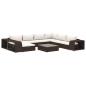 Preview: 10-tlg. Garten-Lounge-Set mit Auflagen Poly Rattan Braun
