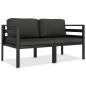 Preview: ARDEBO.de - 2-tlg. Garten-Sofagarnitur mit Auflagen Aluminium Anthrazit