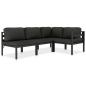 Preview: ARDEBO.de - 4-tlg. Garten-Lounge-Set mit Kissen Aluminium Anthrazit