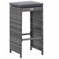 Preview: 7-tlg. Gartenbar-Set mit Auflagen Poly Rattan Grau