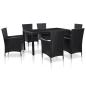 Preview: ARDEBO.de - 7-tlg. Garten-Essgruppe Poly Rattan Schwarz