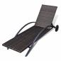 Preview: Sonnenliege mit Polster & Rollen Poly Rattan Braun
