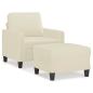 Preview: Sessel mit Hocker Creme 60 cm Kunstleder