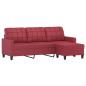 Preview: 3-Sitzer-Sofa mit Hocker Weinrot 180 cm Kunstleder