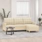 Preview: ARDEBO.de - 3-Sitzer-Sofa mit Hocker Creme 180 cm Stoff