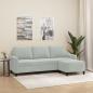 Preview: ARDEBO.de - 3-Sitzer-Sofa mit Hocker Hellgrau 180 cm Samt