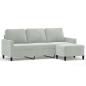 Preview: 3-Sitzer-Sofa mit Hocker Hellgrau 180 cm Samt