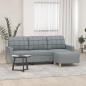 Preview: ARDEBO.de - 3-Sitzer-Sofa mit Hocker Hellgrau 180 cm Stoff