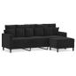 Preview: 3-Sitzer-Sofa mit Hocker Schwarz 180 cm Samt