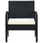 Preview: Gartenstuhl mit Kissen Poly Rattan Schwarz