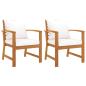 Preview: ARDEBO.de - Gartenstühle 2 Stk. mit Creme-Kissen Akazie Massivholz