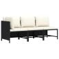 Preview: ARDEBO.de - 3-tlg. Garten-Sofagarnitur mit Auflagen Schwarz Poly Rattan