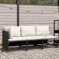 Preview: 3-tlg. Garten-Sofagarnitur mit Auflagen Schwarz Poly Rattan