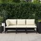 Preview: 3-tlg. Garten-Sofagarnitur mit Auflagen Schwarz Poly Rattan