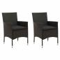 Preview: ARDEBO.de - Gartenstühle mit Sitzpolster 2 Stk. Poly Rattan Schwarz