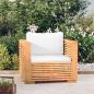 Preview: ARDEBO.de - Gartensessel mit Creme Kissen Massivholz Teak