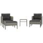 Preview: 5-tlg. Garten-Lounge-Set mit Kissen Grau Poly Rattan