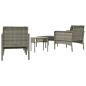Preview: 5-tlg. Garten-Lounge-Set mit Kissen Grau Poly Rattan