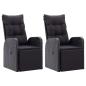 Preview: Gartensessel mit Kissen 2 Stk. Verstellbar Schwarz Poly Rattan