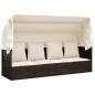 Preview: Outdoor-Loungebett mit Dach und Kissen Braun Poly Rattan