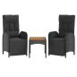 Preview: Garten-Relaxstühle 2 Stk. mit Tisch Schwarz Poly Rattan
