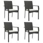 Preview: Gartenst?hle mit Kissen 4 Stk. Poly Rattan Schwarz