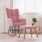 Preview: Schaukelstuhl mit Hocker Samt Rosa