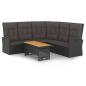 Preview: 2-tlg. Garten-Lounge-Set mit Kissen Schwarz Poly Rattan