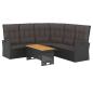 Preview: 2-tlg. Garten-Lounge-Set mit Kissen Schwarz Poly Rattan
