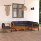Preview: ARDEBO.de - 7-tlg. Garten-Lounge-Set mit Dunkelgrauen Auflagen Akazienholz